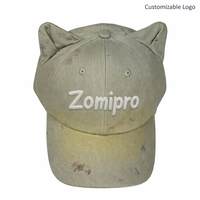 Casquette de baseball vintage délavée effet vieilli avec oreilles de chat, logo personnalisé, visière incurvée, unisexe, streetwear, haute qualité, pour extérieur et décontractée