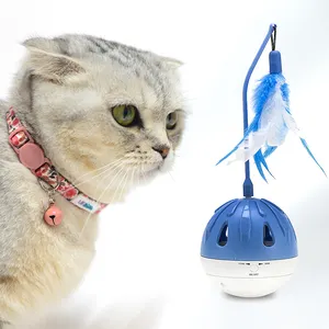 UFBemo Electric Tumbler Pet Cat Interactive Toy Sports Light Emitting Sound Feather Cat Toy Electric Ball