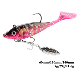 60mm 110mm 140mm Cuillères à appâts souples 5 couleurs PVC Matériel Crappie <span class=keywords><strong>Leurre</strong></span> de pêche en plastique souple T Tail Jig Head <span class=keywords><strong>Leurre</strong></span> souple - Product Image 5