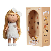 24CM Kartoffelpuppe 3 Stile Tweed-Kariertes Kleid Kawaii Rouge-Wangen Vinyl-Spielzeugpuppe Mit Geschenkbox Heimdekoration Geschenk für Mädchen