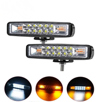 Barre lumineuse de travail LED 3030 double couleur blanc/jaune 6 pouces 48W, faisceau spot, phare de conduite, CE IP67 12-60V, alliage d'aluminium