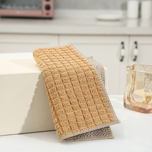 Dish Towel 20x20cm Polyester <b>Absorbent</b> Lint Free Kitchen Cleaning <b>Cloth</b> White Silver Thread Pattern - Product Image 4
