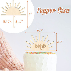 Decorazione per Torta '<span class=keywords><strong>One</strong></span>' in Legno Riutilizzabile per Baby Shower e Festa di Primo Compleanno - Product Image 3