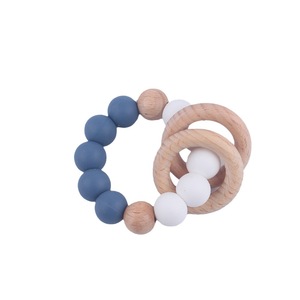 Bracelet de dentition en silicone et bois pour bébé, 0-24 mois, jouet doux unisexe - Product Image 4