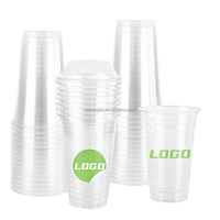 Gobelets jetables personnalisés avec logo imprimé, en PP/PET, pour jus, café glacé, vin, bière, milkshake, avec couvercle et film, en tailles 7, 10, 12, 16, 20, 24 oz