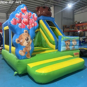 บ้านลมเป่าลมรูปหมีเท็ดดี้ 3 มิติ และลูกโป่งรูปหัวใจ พร้อมสไลเดอร์สำหรับเด็ก พิมพ์ลายดิจิตอลเต็มรูปแบบ - Product Image 6