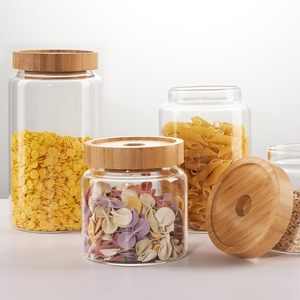 Pot à épices en verre de forme ronde 90 ml 120 ml 4 OZ, bouteille à épices en verre avec couvercle en bambou et en bois - Product Image 5