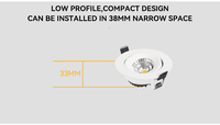 Spot LED encastré 7 W, angle de faisceau 36°, température de couleur 3000K, IP44, dimmable, COB, pour plafond