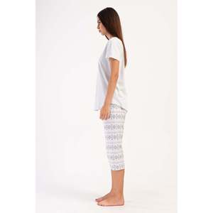 Conjunto de Pijama de Manga Corta con Cuello Redondo y Pantalones Capri Ovalados para Mujer, Talla Grande - Product Image 2