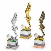Trophée de golf personnalisé en cristal étincelant de forme irrégulière, sculpté à la main, avec logo personnalisé pour événement sportif, souvenir