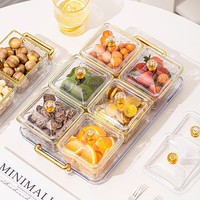 Plateau à fruits compartimenté, boîte à bonbons en plastique, style luxe léger, avec couvercle anti-poussière, plateau de présentation pour table basse de salon, pour snacks et fruits secs