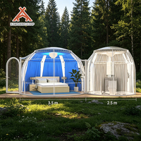 Dôme géodésique préfabriqué en polycarbonate PC Kawagebo Kamp (KK) de 3,5 m + 2,5 m de diamètre, rond, pour hôtel en plein air
