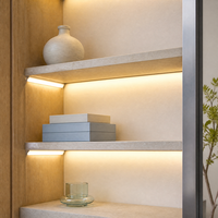 Profilé d'angle triangulaire LED YG-0808 avec diffuseur, à montage en surface, pour l'éclairage des vitrines et des étagères