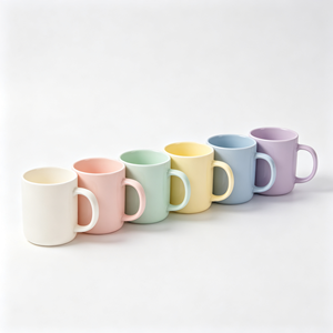 Custom Ceramic <b>Mug</b> <b>Set</b> Pastel Colors Matte Finish Minimalist Design Dishwasher And Microwave Safe Home Use - Product Image 1