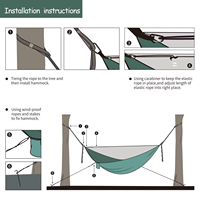 Vente en gros de hamac d'extérieur en nylon 210T hamac de camp pliant portable à usage intensif avec moustiquaire design léger