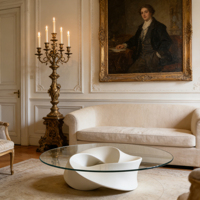 Table basse d'extérieur moderne en fibre de verre, table de salon/à thé de luxe pour salon, patio, jardin, cour, magasin, mobilier commercial