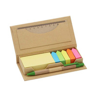 Bloc-notes adhésif personnalisé coloré, design créatif, recyclé, avec stylo, règle et impression numérique