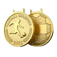 Médailles de football 3D personnalisées, médailles sportives en alliage de zinc, rubans avec logo personnalisé, design moulé élégant, parfaites pour collection commémorative