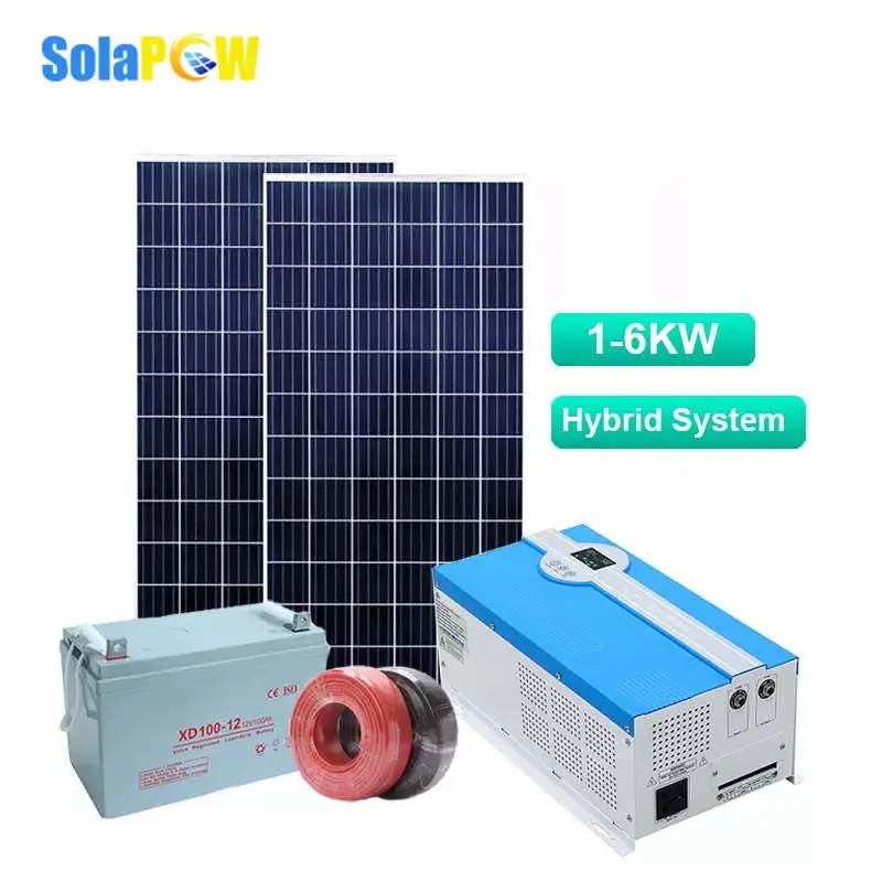 Kit solar 6kw, kit solar completo fora da grade sistema de bateria de armazenamento 6kw pv planta para venda