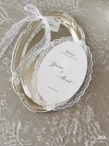 Tarjeta de Invitación de Boda de Encaje Vintage de Lujo, Juego de Invitaciones de Boda Hechas a Mano, Logotipo en Relieve con Lámina Dorada, Papel Offset - Product Image 2