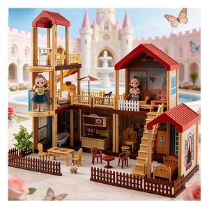 Casa de Muñecas en Miniatura de Plástico, Kit de Cocina DIY con Muebles y Accesorios, Juguete Creativo Unisex para Regalo - Product Image 1