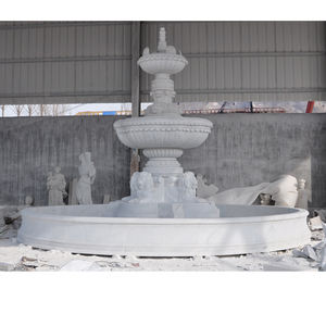 Fabbrica all'aperto giardino classico scultura in pietra dimensione su misura parco <span class=keywords><strong>Villa</strong></span> decorazione fontana in marmo bianco con intagli di leone umano - Product Image 1
