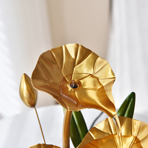 USB alimentato relax in metallo decorativo acqua interna fontana tre strati di loto per ufficio casa e camera da letto - Product Image 4