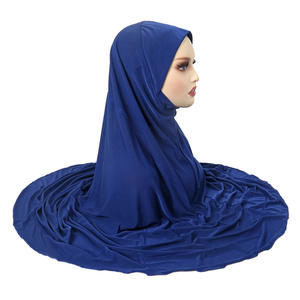 Écharpe musulmane en gaze de couleur unie tricotée Hijab instantané Turban ArabBig Size Luxury Instant Bawal Hijab - Product Image 5