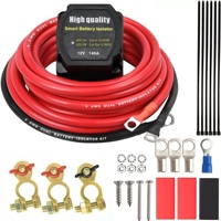 Kit d'isolation de batterie double, relais sensible à la tension VSR 12V 140A avec câble d'alimentation 6 AWG, gestionnaire intelligent de charge partagée pour batterie