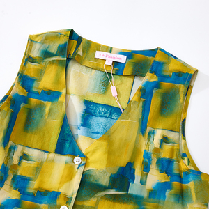 เดรสยาวพิมพ์ลายคอวีผ้าฝ้าย 100% สีมิ้นท์ สำหรับผู้หญิง สไตล์ลำลอง ผ้าทอเป็นมิตรกับสิ่งแวดล้อม เหมาะสำหรับใส่พักผ่อน - Product Image 4