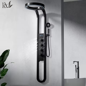 YaKe, pantalla Digital de temperatura multifunción, juego de ducha termostática, grifo de ducha de baño con patrón de pulverización suave superior de cascada - Product Image 1