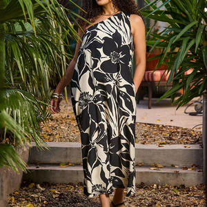 Robe longue de plage élégante à imprimé floral sur un épaule, thème plage, en lin, décontractée, qualité supérieure, OEM - Product Image 2
