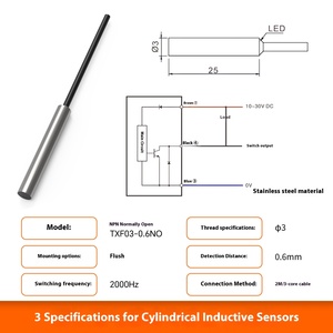 Cảm biến tiệm cận cảm ứng siêu nhỏ bằng thép không gỉ 5-24V NPN IP67 TXF03-0.6NO 0.5-10mm Khoảng cách cảm biến 1.5kHz - Product Image 4
