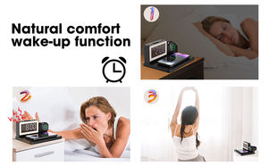 2024 Ama zon Meilleure vente Innovation Horloge à affichage numérique Chargeur sans fil PowerBank sans fil rapide avec thermomètre et FM <span class=keywords><strong>vide</strong></span> - Product Image 3