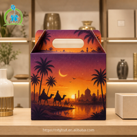 Boîte d'emballage personnalisée haut de gamme pour friandises arabes avec poignée, vente en gros, boîtes de cadeaux Ramadan Kareem pour petites entreprises, OEM