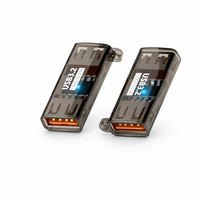 Adaptateur d'extension USB 3.2 femelle-femelle 10G 60W, connecteur de synchronisation de données à coque transparente pour extension de câble d'ordinateur