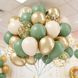 624219 Bouquet di Palloncini Verde Salvia e Oro con Coriandoli, <span class=keywords><strong>Elegante</strong></span> Decorazione per Compleanni, Matrimoni e Baby Shower - Product Image 1