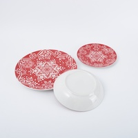 Ensemble de vaisselle en céramique 18 pièces conçu comme un flocon de neige allant au four à micro-ondes pour un usage domestique quotidien