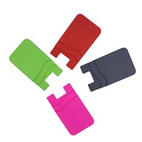Porte-cartes en silicone double couche avec adhésif arrière pour téléphone portable, pochette pour cartes bancaires et de transport, impression couleur, design élargi