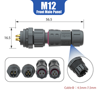 5A connecteur de câble d'alimentation ca M12 fil à panneau type assemblage étanche connecteur de fil led mâle femelle prise de borne à souder
