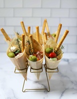 Cono de Papel Kraft Biodegradable Desechable Personalizable para Papas Fritas, Dulces y Pizza - Impresión de Logotipo Personalizado