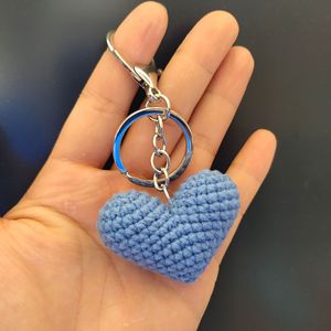 New Fashion Knitted Keychain Macrame Heart Key Chains Handmade Crochet love Keychains Phone Bag Accessories Pendant Couples Gift - Product Image 5