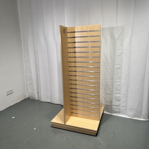 Wholesale MDF Rotatable Slatwall Cube Shopping Mall Tower Saltwall Display <b>Stand</b> Slatwall Cube Tower Display <b>Stand</b> Versatile <b>Pan</b> - Product Image 3