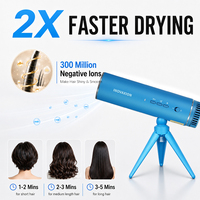 Sèche-cheveux portable léger de voyage, sèche-cheveux de bureau sur pied 1200W, séchage 2x plus rapide, mains libres, multi-usages