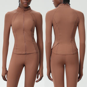 Pantalon de yoga à fermeture éclair moulant et doux pour femmes, taille plus, haut sportif uni - Product Image 5