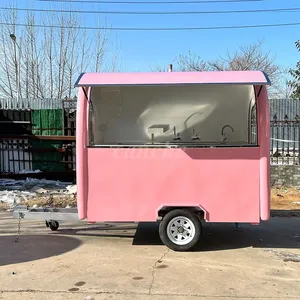 Equipo de Venta Ambulante de Comida, Remolque de Comida para Café, Carrito de Postres y Helados Rosa, Camión de Comida Móvil - Product Image 2