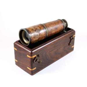 Laiton antique 18 pouces Design Vintage télescope nautique à la main artisanat indien avec caisse en bois à vendre - Product Image 1