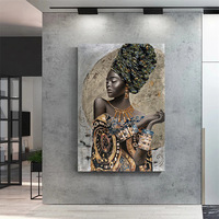 Ensemble de trois tableaux muraux rétro africains pour femmes, peinture abstraite, cadres, art mural, peinture pour la décoration du salon