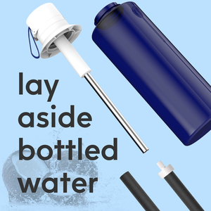 Botellas de agua con filtro de carbón activado reutilizables aisladas con pajitas sin BPA para acampar al aire libre y emergencias - Product Image 2