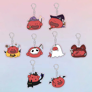 Venta al por mayor de llaveros colgantes de acrílico con impresión UV, con diseño de tomates de Halloween, divertidos, de dibujos animados y bonitos, para regalos festivos - Product Image 3